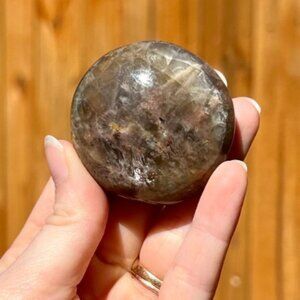 Black Rainbow Moonstone Palm Stone